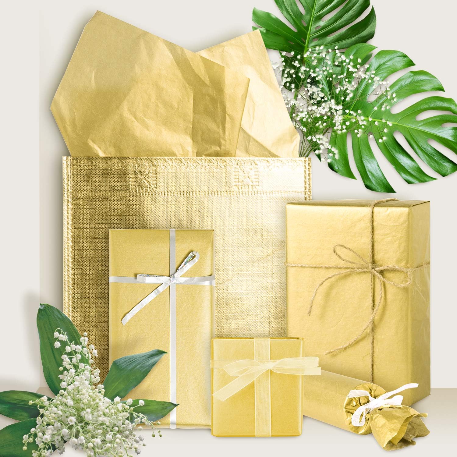 Whaline Gold Tissue Paper Bulk 100 Tissue Paper Sheets Metallic Gift Wrapping Paper Gold Gift Wrap Tissue Paper Bulk for DIY Crafts Weddings Birthday Showers Arts Craft Party Favor Decoration - Image 5
