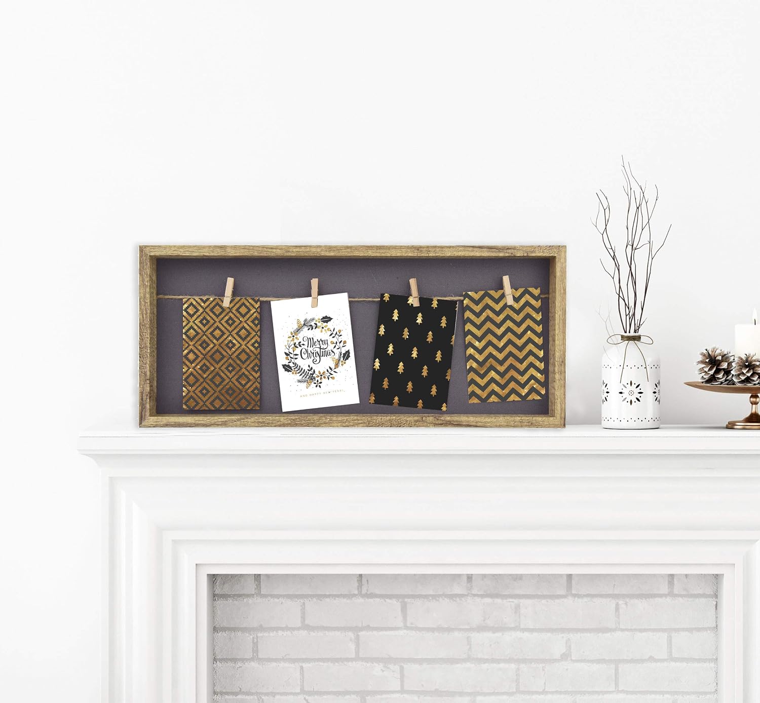 accent by nielsen Wooden Collage Photo Frame for 4 Postcard-Size 9x13 cm Pictures - Clothesline Display with Pegs - Image 4