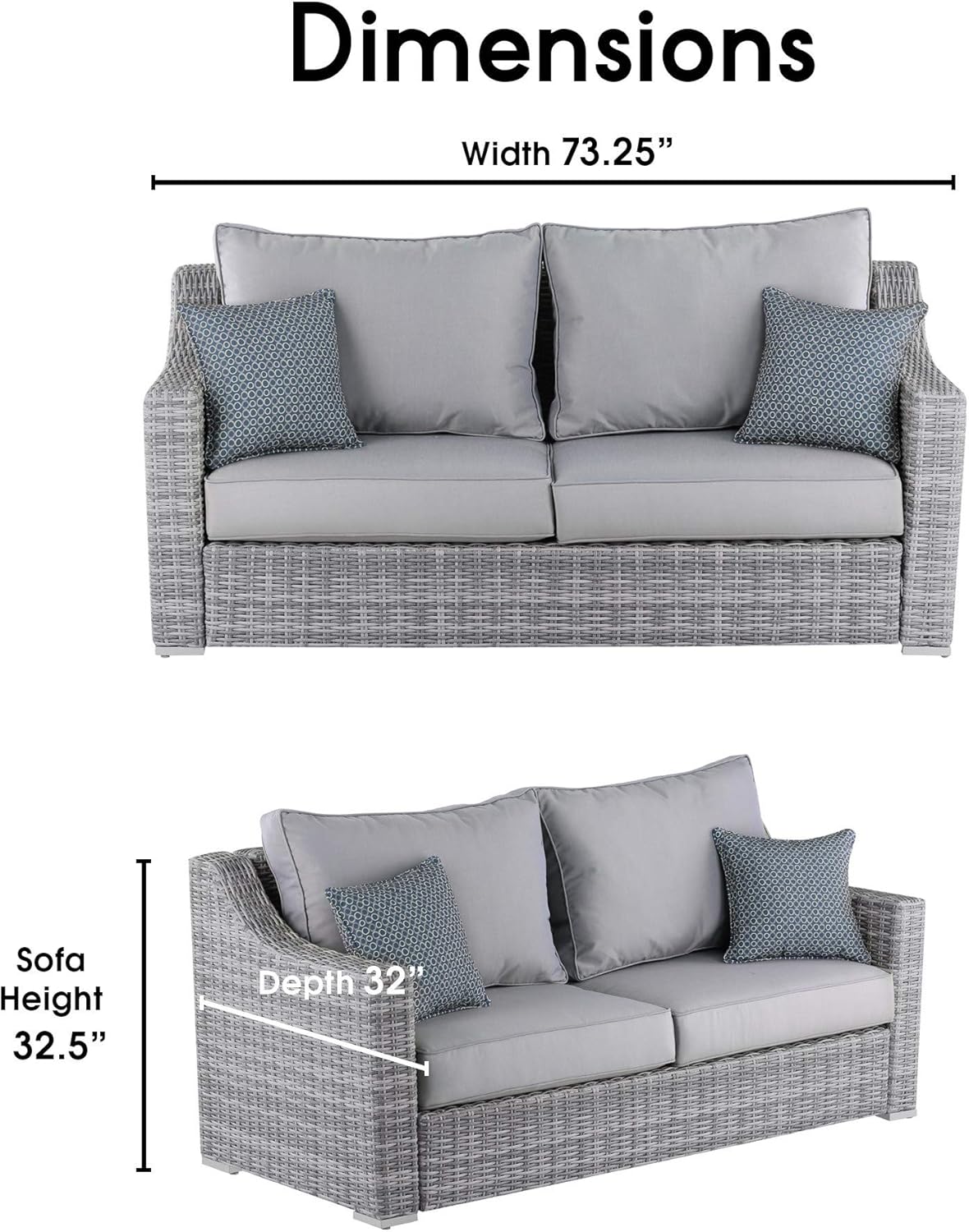 5 piece sectional outdoor furniture cover on Amazon Com Elle Decor Vallauris Patio Outdoor Furniture Collection Premium All Weather Wicker Sofa Gray Garden Outdoor