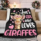 Giraffe Blanket, Giraffe Gifts for Women, Just a Girl Who Loves Giraffes Throw Adult Flannel Fleece Throw Blanket Decor for Couch Sofa Bed
