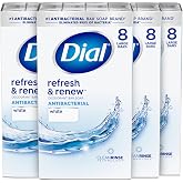Dial Antibacterial Bar Soap, Refresh &amp; Renew, White, 4 oz, 32 Bars