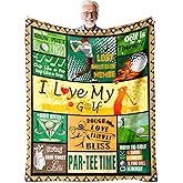 Funny Golf Throw Blanket — Creative Gift for Golfers and Dad, Heartwarming Sayings Collage for Man Cave Sofa Bed Decor, Birthday Christmas Father’s Day Present, 50'' x 60''