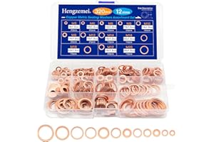 Hengzemei 320pcs Copper Washers Metric Sealing Assortment Set Flat Crush Washer kit Oil Drain Plug Gasket 12 Sizes M5-M20