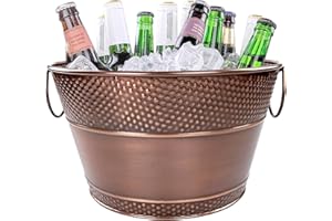 BREKX Copper Galvanized Old Tavern Copper-Finish Beverage Ice Bucket/Drink Tub for Parties, Wedding Gifts, 15 Quart Champagne Bucket - Farmhouse Decor Galvanized Bucket