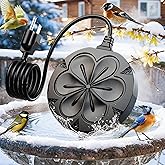 Bird Bath Heater for Outdoors in Winter, 110W Birdbath Water Heater Full-Covered Aluminum, Bird Bath Deicer Pond Deicer with Thermostatically Control, Chicken Water Heater, 4.92 Ft Power Cord (Black)