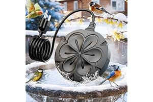 ZIMOMOTA Bird Bath Heater for Outdoors in Winter, 110W Birdbath Water Heater Full-Covered Aluminum, Bird Bath Deicer Pond Deicer with Thermostatically Control, Chicken Water Heater, 4.92 Ft Power Cord (Black)