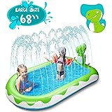 X TOYZ Inflatable Sprinkler Pool for Kids Large 68", 3 in 1 Dinosaur Splash Water Playing Pad Kiddie Pool, Spray Pad Swimming