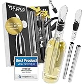 Wine Chiller Set & Chill Rods + Foil Cutter, Stopper, Ebook - Premium 7in1 Stainless Steel Bottle Cooler Stick, Decanting Aerator & Drip-Free Pourer | Bar Gift Men Women