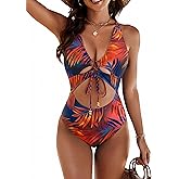 Blooming Jelly Womens Sexy One Piece Swimsuit Cut Out Slimming Bathing Suit V Neck Crisscross Back Swimwear