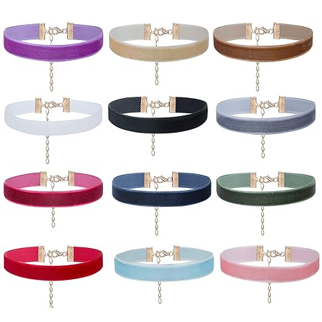 Modeschmuck Halskette Velvet Choker – ZWOOS 12 Stück Frauen Gotisch Samt Halskette Velvet Choker Gotik Samtkragen Halsketten 