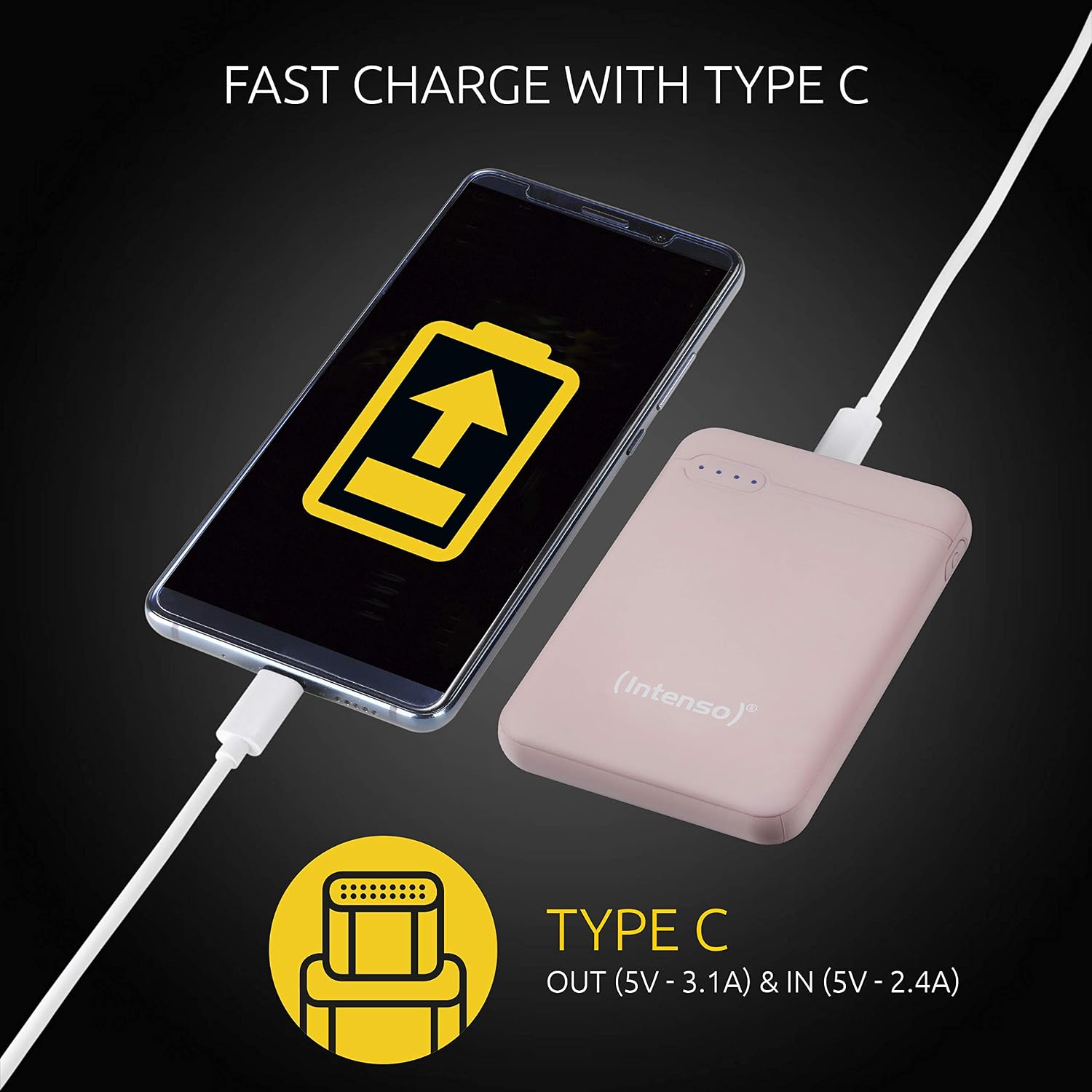 Intenso Power Bank XS 5000, Portable Charger (5000mAh, Compatible with Smart Phone/Tablet PC and More) Rosé - Image 4