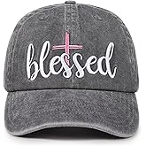 InnoBeta Christian Hats for Women, Blessed Hat for Women, Adjustable Vintage Christian Baseball Cap Washed Cotton Embroidered Hat