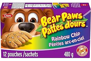 Bear Paws Rainbow Chip Cookies - Soft Cookie Snack Packs, Family Size, Peanut Free School Snacks, 480g, 12 pouches