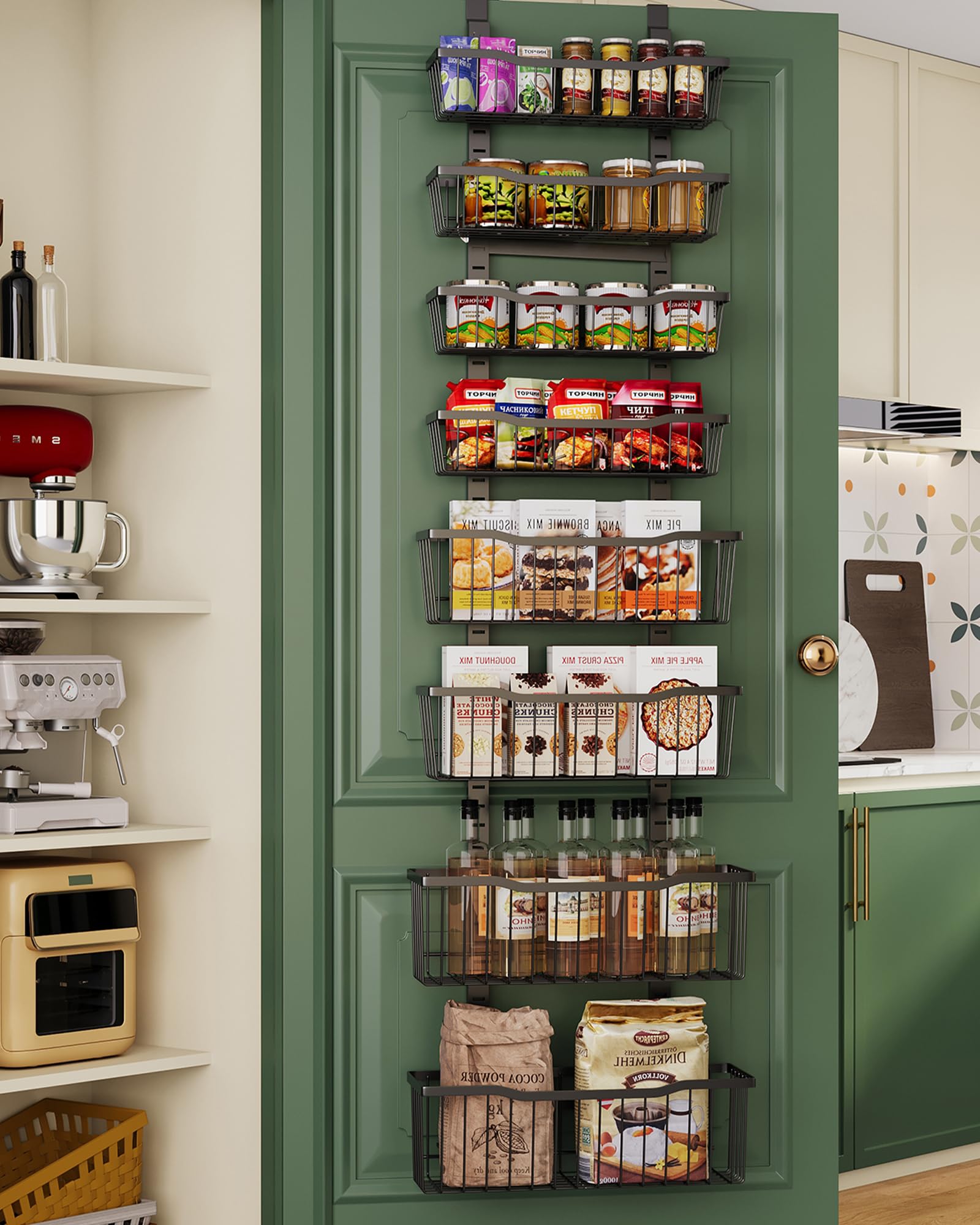 Photo 1 of Eastherry Over The Door Organizer?8-Tier Over The Door Pantry Organizer with Adjustable Baskets?Metal Hanging Pantry Organizers and Storage for Kitchen, Back of Door Seasoning Rack (Black)