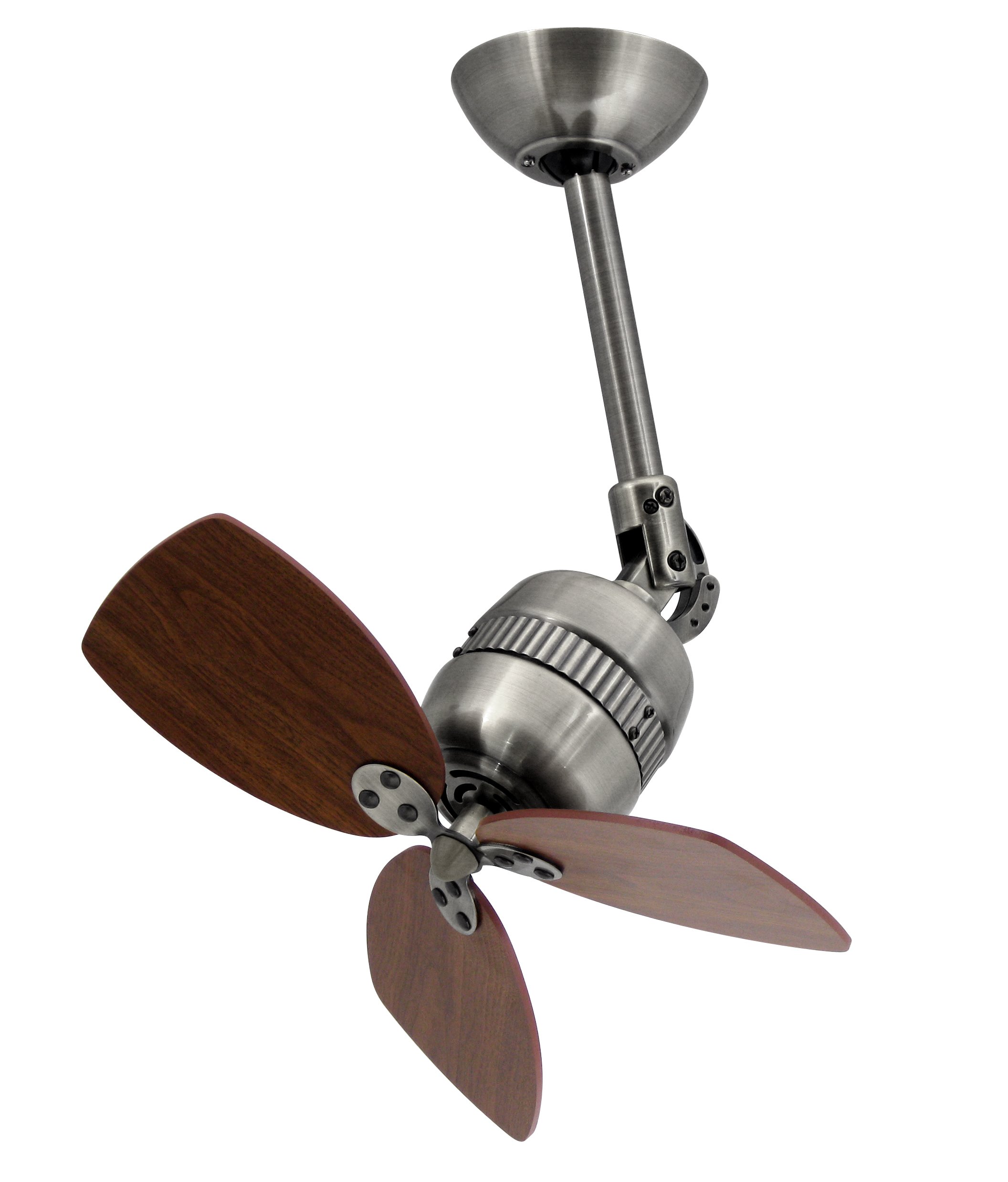 Innovativer ceiling fan TOLEDO, housing colour antique pewter, blade colour walnut
