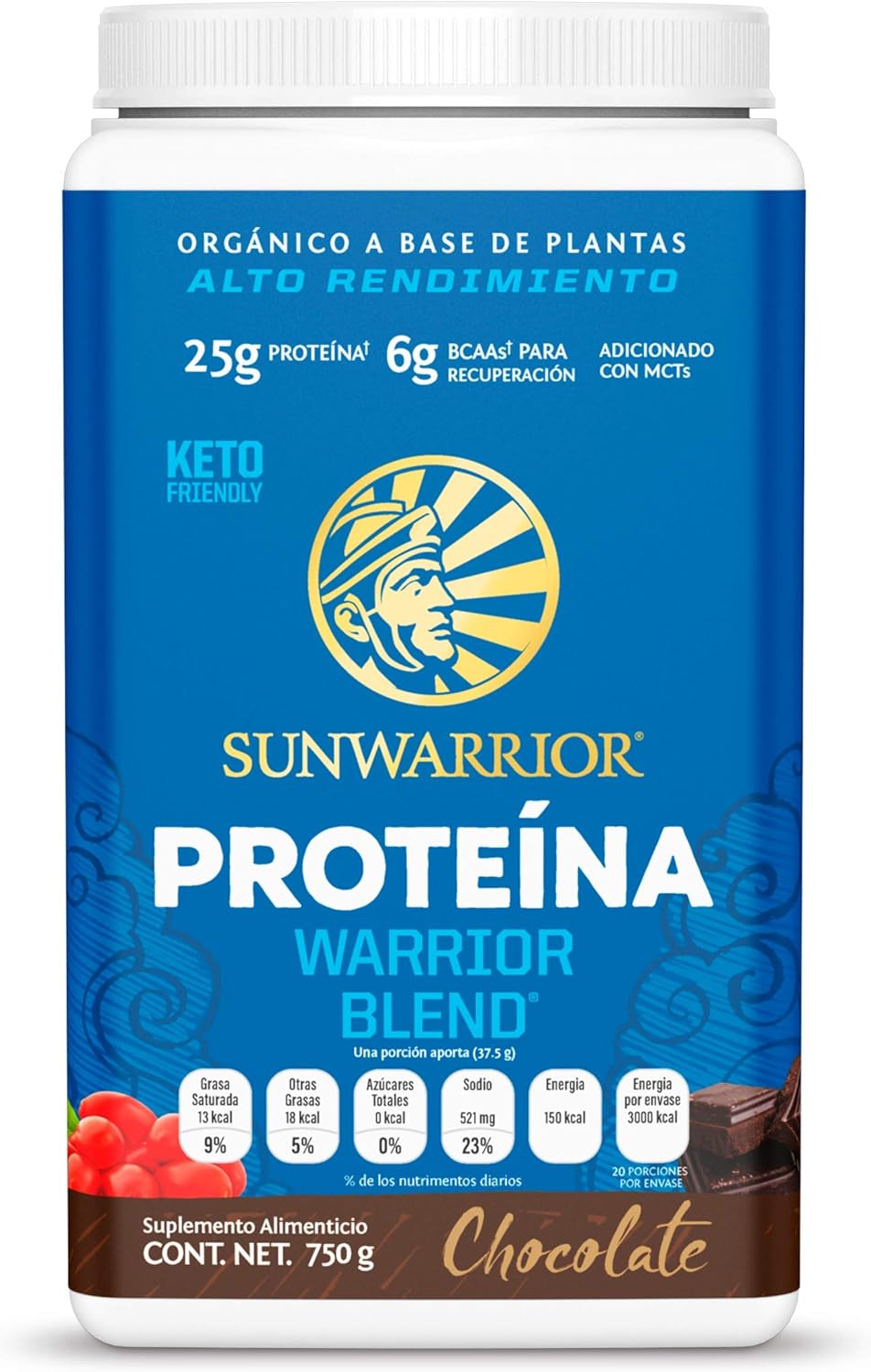Sunwarrior Warrior Blend, Organic Vegan Protein Powder with BCAAs and Pea Protein (Chocolate, 30 Servings): Health & Personal Care