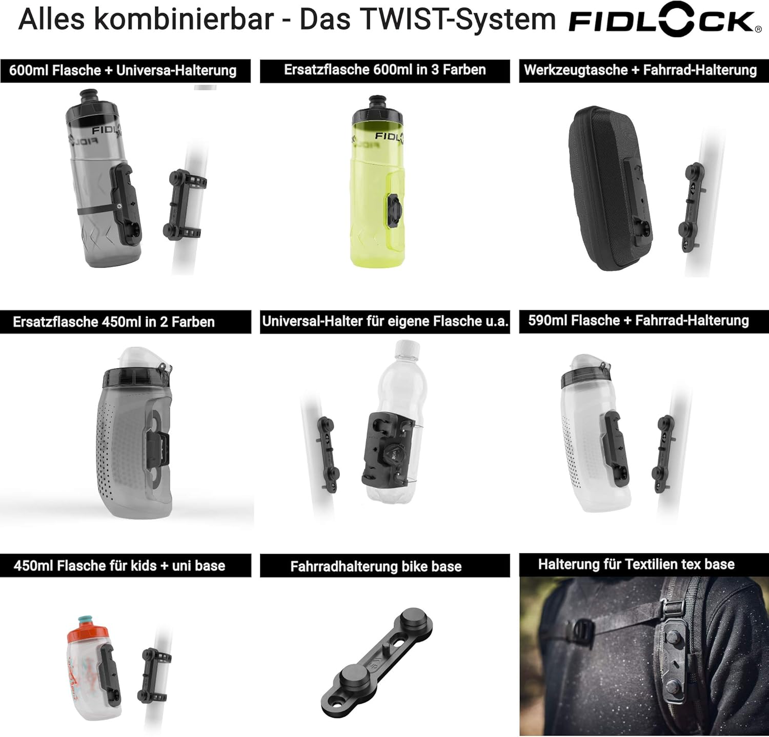 Fidlock Bottle 450 and Bike Base Bicycle Bottle Holder Bicycle