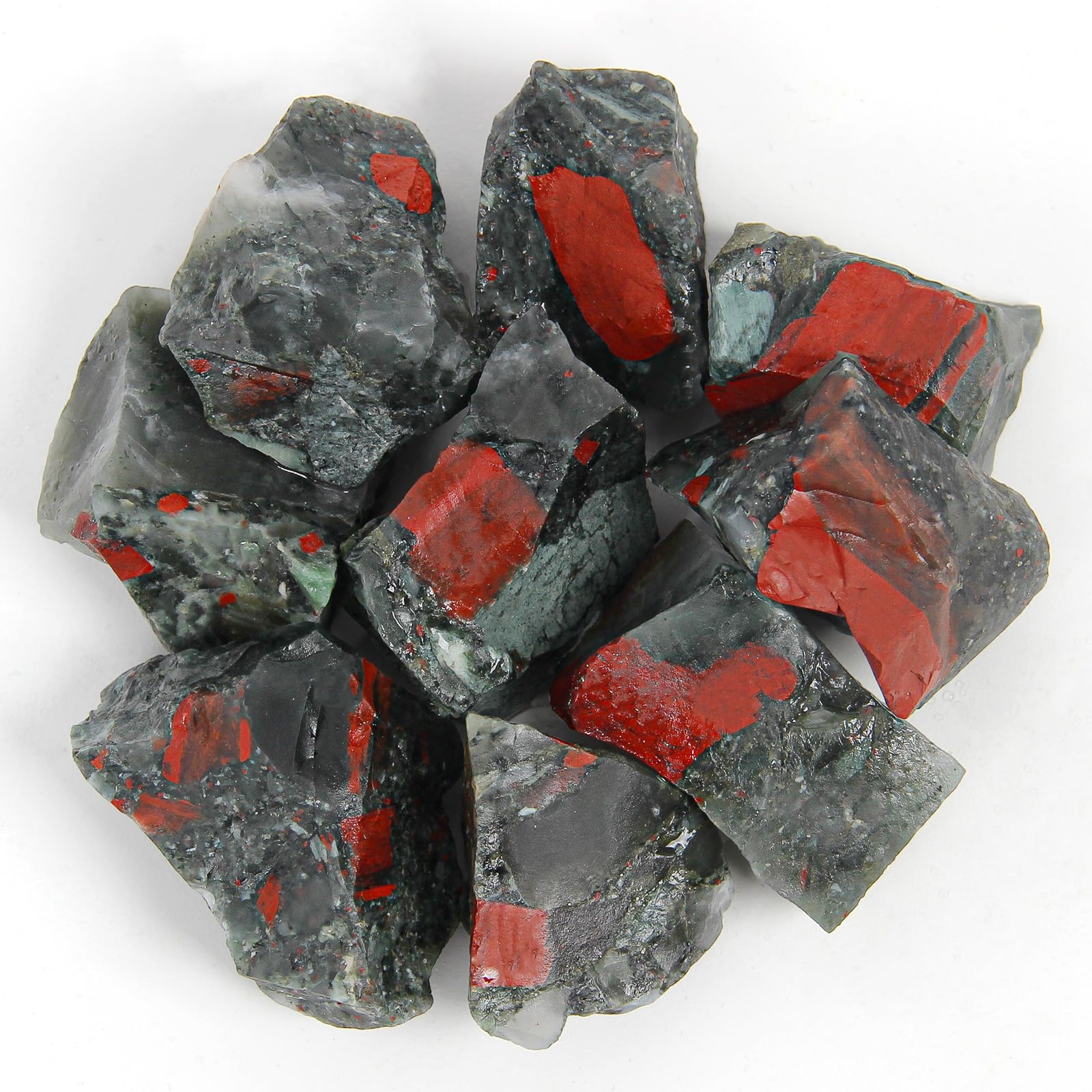 Photo 1 of 1.1lb Bulk Raw Bloodstone Rough Crystal-Natural Blood Stone Raw Stones Crystal for Tumbling, Cabbing, Fountain Rocks, Decoration,Polishing, Wire Wrapping, Wicca & Reiki Crystal Healing