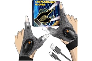 PARIGO Rechargeable LED Flashlight Waterproof Gloves - Christmas Stocking Stuffer Gifts for Men,Cool Gadgets Hands Free Light Gloves Tool for Men Women Husband Boyfriend Mechanics Night Fishing