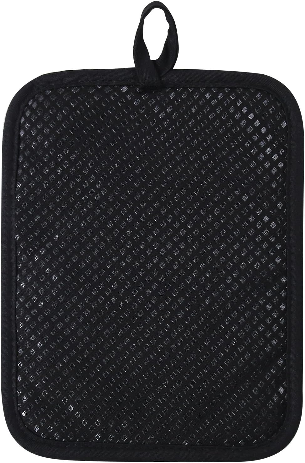 100% Cotton with Silicone Kitchen Everyday Basic Pot Holder Heat Resistant Coaster Potholder Oven Mitts with Pocket for Cooking and Baking Set of 2 Black: Home & Kitchen