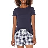 Amazon Essentials Women's Poplin Short and Sleep Tee Set