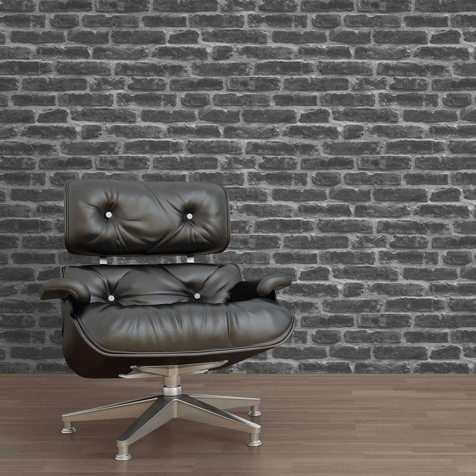 3D Washable Blown Vinyl Rustic Brick Effect Wallpaper Black