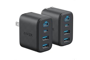 Anker Zolo USB C Charger Block, 2-Pack 4-Port Wall Adapter with 50W Max Output, 2 USB-C and 2 USB-A, Compact and Stable Design, for iPhone 17/16 Series, MacBook, iPad, Pixel, Galaxy, and More (Black)