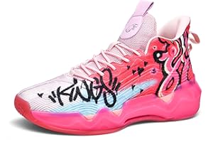 BEMYGREENBAG Men's High-Top Basketball Shoes Anti-Slip and Wear-Resistant Soles Running Shoes Graffiti Design Fashionable Sports Shoes