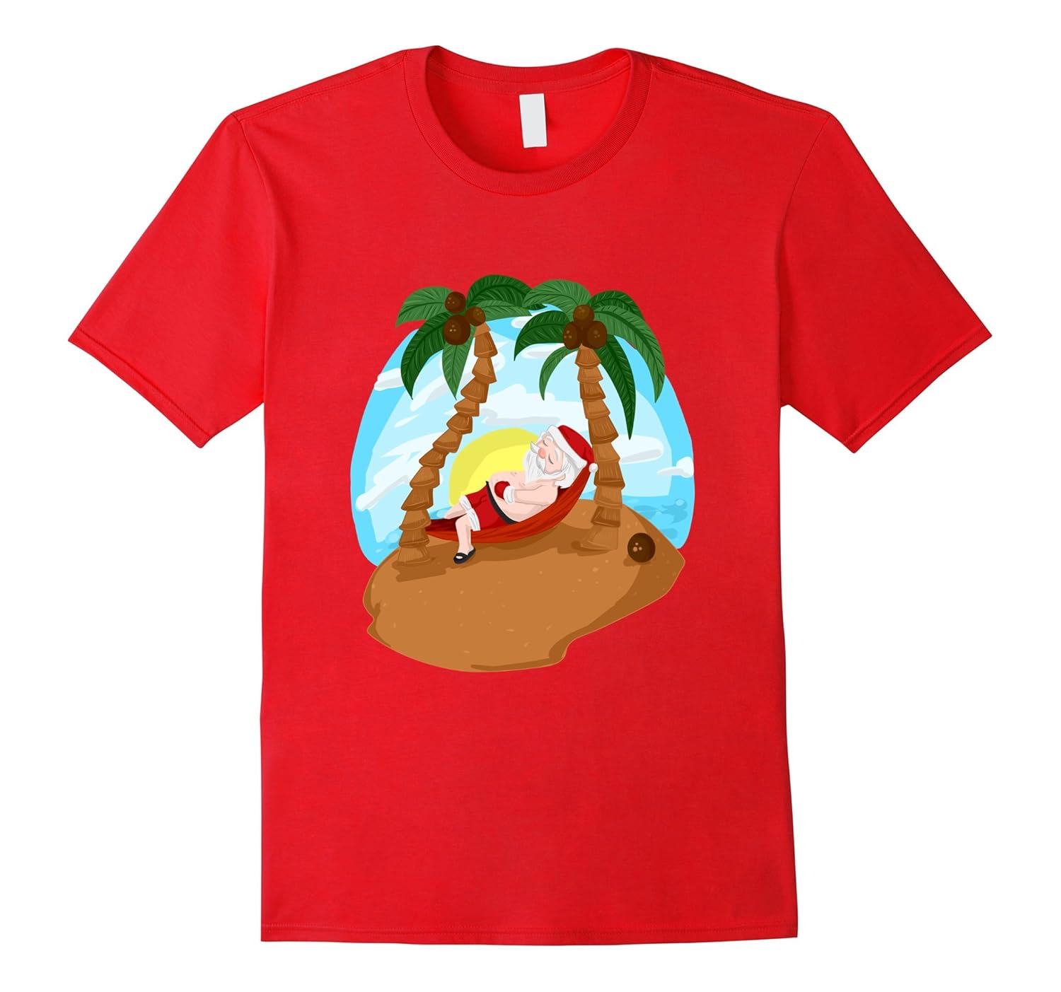 Santa Claus Merry Christmas Beaches Palm Tree Trip T-Shirt-ANZ