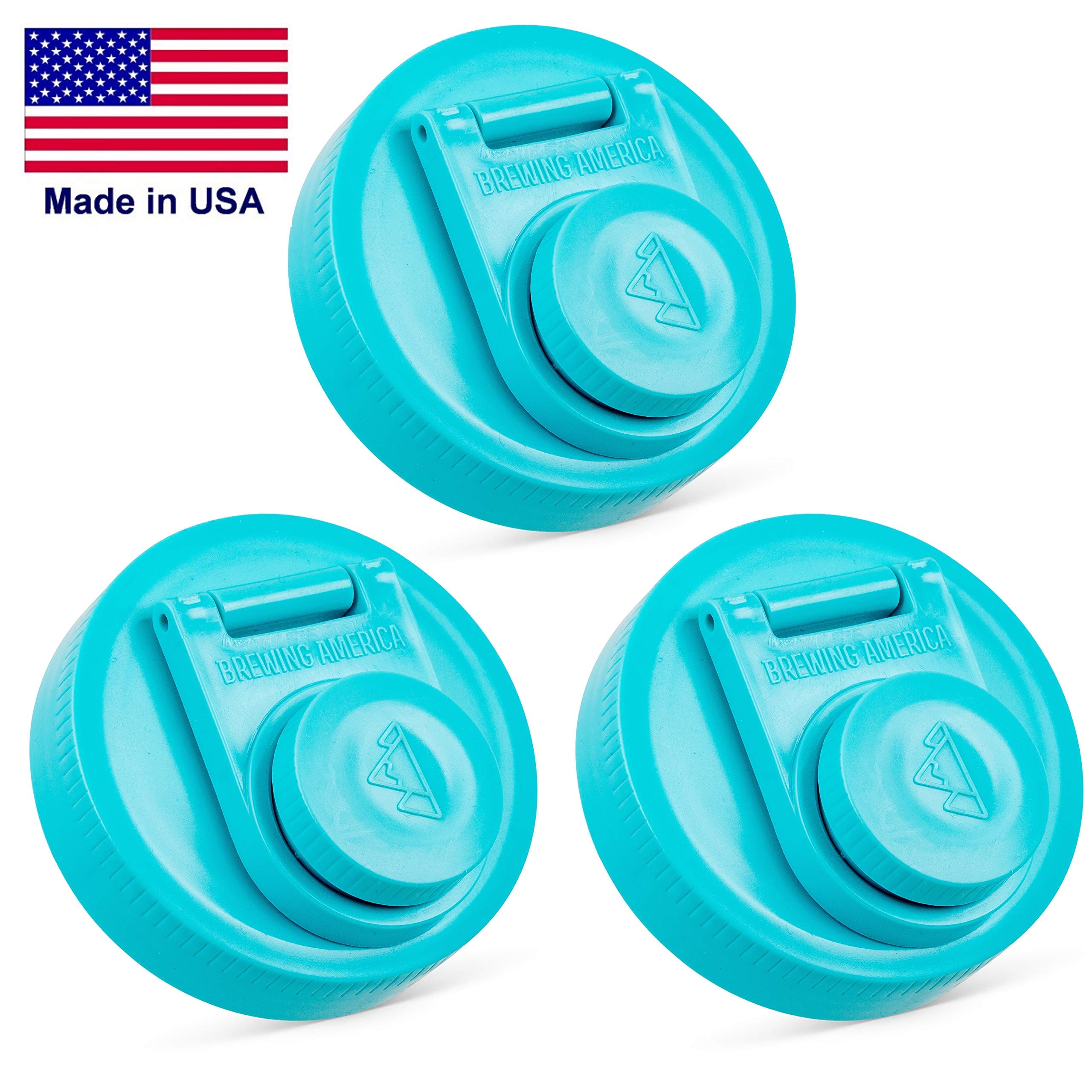 Mason Jar Lids Wide Mouth Plastic 4 pack-USA Made-Flip Cap Screw Top Pour Spout Drink Hole - Leak-proof for Kerr and Ball Canning Jars - Airtight for Drinks to Go and Controlled Pouring - Teal