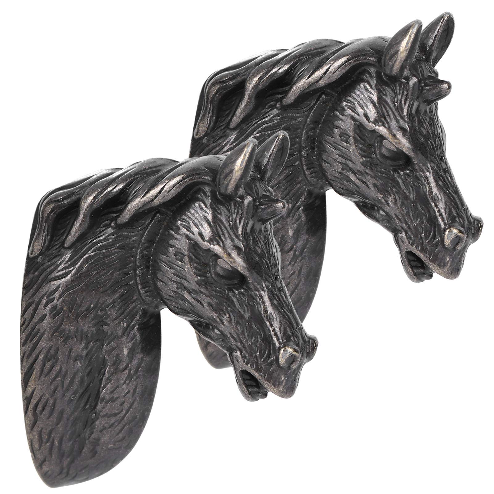 Fdit 2Pcs Cabinet Handles, Zinc Alloy Modern Stylish Horse Head Handle 1.6 x 2 x 0.6in Pull Kitchen Wardrobe Drawer Door Knob for Furniture