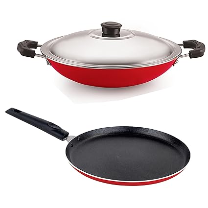 Nirlon Non-Stick Aluminium Cookware Set, 2-Pieces, Multicolour (2.6mmFT12+APPACHATTI)