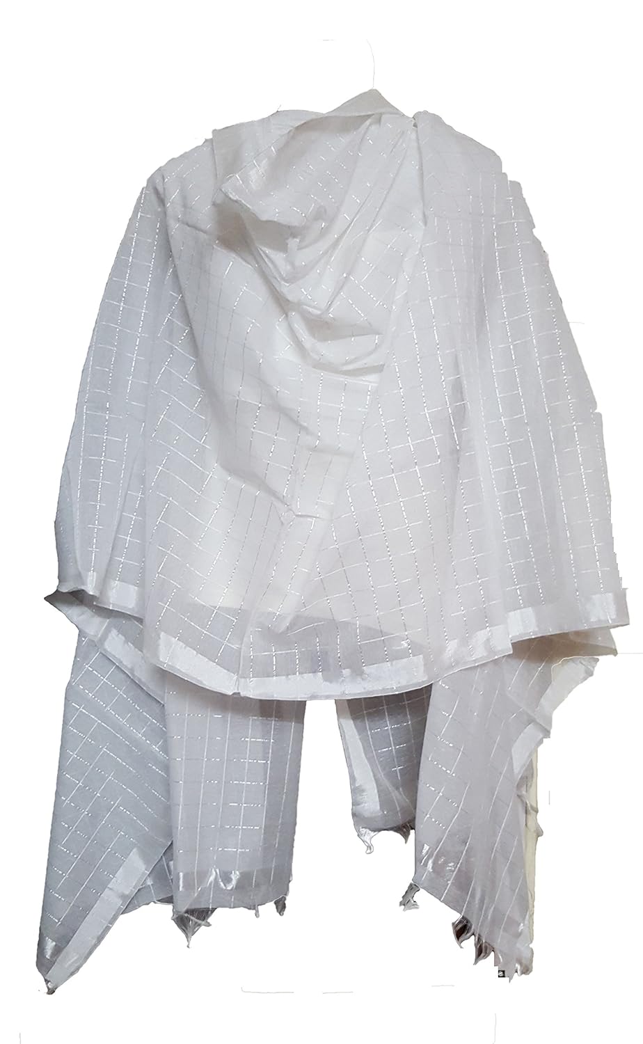 skhoza cotton checkered embellished white dupatta for women