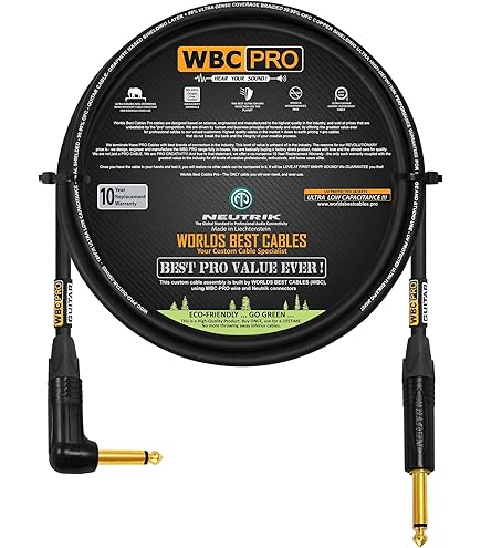 Amazon.com: WORLDS BEST CABLES 12 Foot - Guitar Bass Instrument