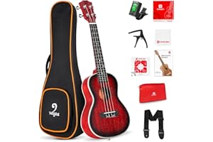 Vangoa Ukulele for Beginners, 23 Inch Ukulele Kit Mahogany Bundle Concert Ukulele Professional Hawaiian Starter Uke Kit with 