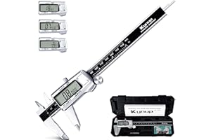 Kynup Digital Caliper, Caliper Measuring Tool, Micrometer Dial Vernier Caliper Digital, Full Turn Off, Stainless Steel, Switch from Inch Metric Fraction, Black(6Inch/150MM)