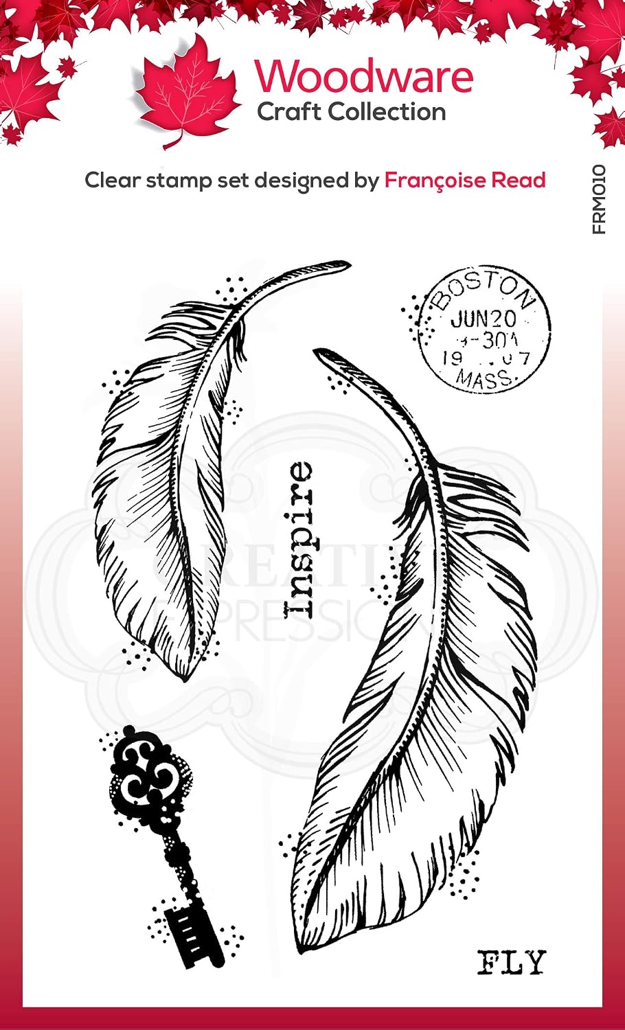Francoise Collection - Clear Magic Stamp Set - Two Feathers, Transparent, 9.6 x 6.7 cm