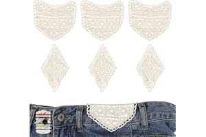 6pcs Pant Waist Extenders, Cotton Lace Waist Extenders with Sewing Kit Soft & Stylish Waistband Extender for Jeans Pants Shor
