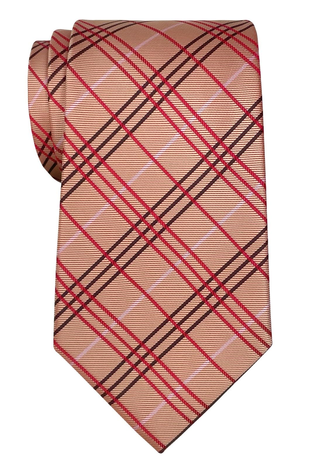 Retreez Tartan Check Styles Woven Microfiber Men's Tie Necktie - Orange