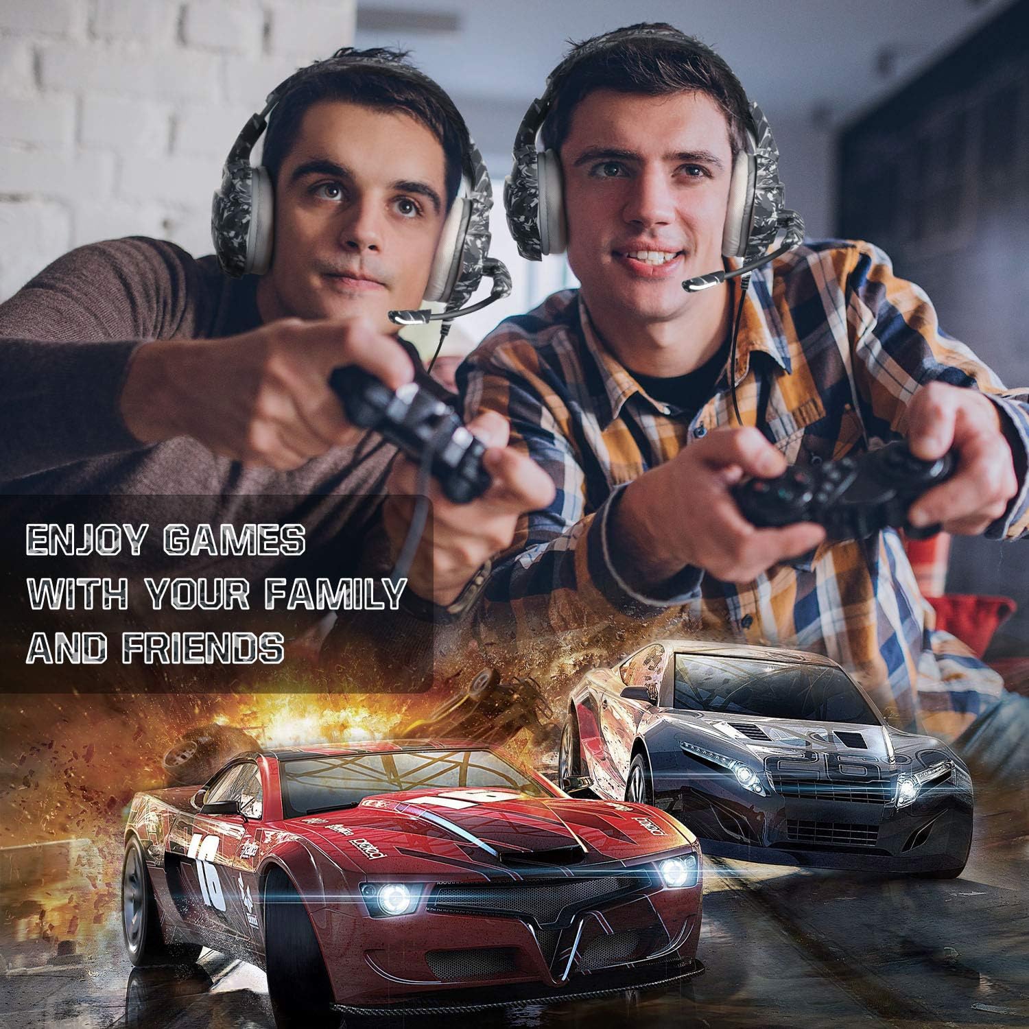 ONIKUMA Gaming Headset PS4 Headset, PC Headset with Noise Canceling Mic & LED Light,Memory Earmuffs Gaming Headphones for PS4, MAC, PC（Adapter Not Included）: Computers & Accessories