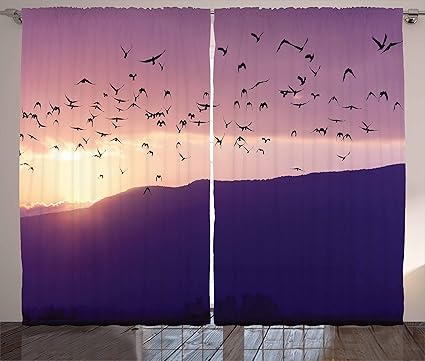 Amazon Com Lunarable Birds Curtains Flock Of Flying To The