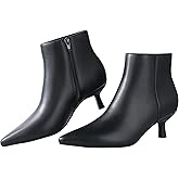 Kitten Heel Ankle Boots for Women - Black Kitten Heels Ankle Booties Womens Winter Fall Boots for Women 2025, Dress Shoes, Pointed Toe, Side Zipper, Memory Foam, Leather, Low Heel, Short Boots Comfortable
