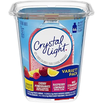 Crystal Light Lemonade, Raspberry Lemonade, Wild Strawberry &amp; Cherry Pomegranate Variety Pack Drink Mix (44 On-the-Go Packets)