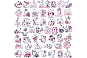 Wavwavw 50 Pcs Ghost Patches Iron on Halloween Patches Embroidered Applique Cute Pumpkin Boo Ghost Iron on for Clothes Hats Backpacks Jackets Accessories