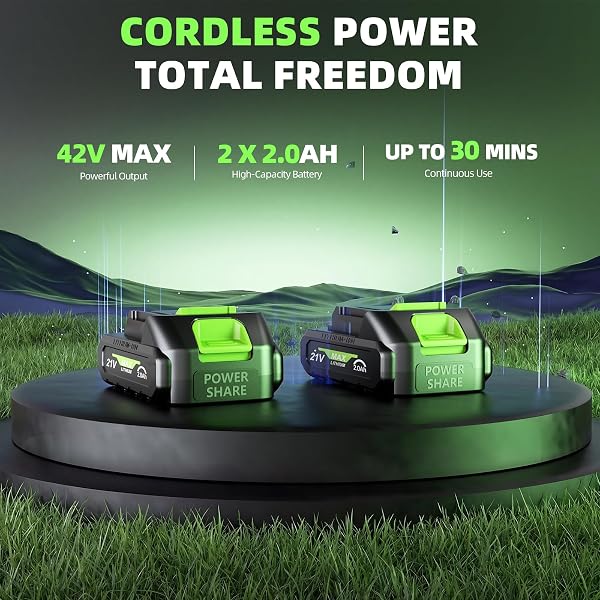 21V WEED WACKER CORDLESS & LAWN EDGER, 9000RPM ELECTRIC WEED EATER WITH 2X2.0AH BATTERY, 12″ AUTO LINE FEED STRING TRIMMER WITH 8 PCS SPOOLS, LIGHTWEIGHT EDGER LAWN TOOL FOR YARD, GREEN