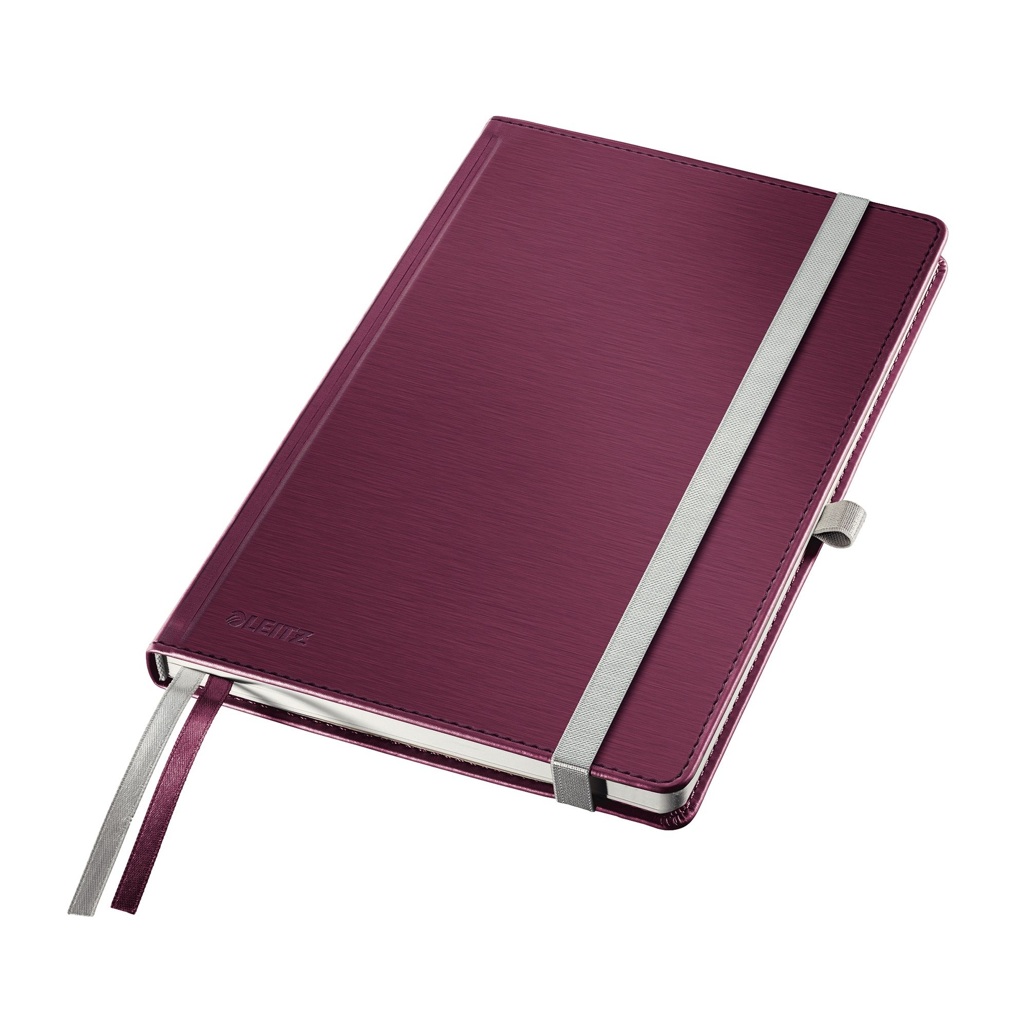 Leitz 44850028 A5 Hard Cover Notebook, Garnet Red (80 Sheets, Ruled, with 2 Bookmarks, 100 gsm Ivory Paper, Style Range)