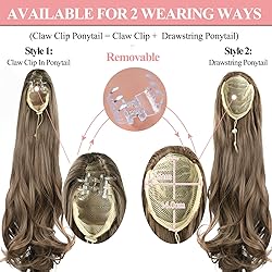 YIBANG Ponytail Extensions 20 Inch Long Curly Wavy