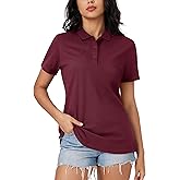 MAGCOMSEN Women's Polo Shirts Cotton 3-Button Short Sleeve Collared Tops Summer Cool Shirt Uniform Casual Shirts