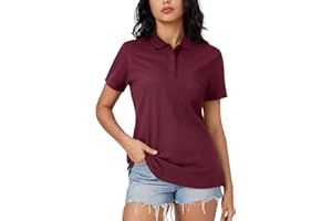 MAGCOMSEN Women's Polo Shirts Cotton 3-Button Short Sleeve Collared Tops Summer Cool Shirt Uniform Casual Shirts