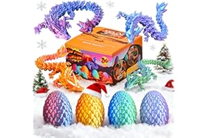 Veloz 3D Printed Dragon Egg, Cool 3D Printer Articulated Crystal Dragon Toy for Boys Kid Teen, Animals Fidget Toy Dinosaur Eggs for 5-7 4-6 8-12 Year Old Boys Kid Girls
